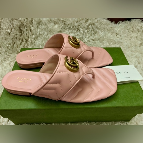 Gucci Marmont GG Padded Chevron Matelassé Flip Flop (8US/38EU; Pink) - Picture 3 of 10